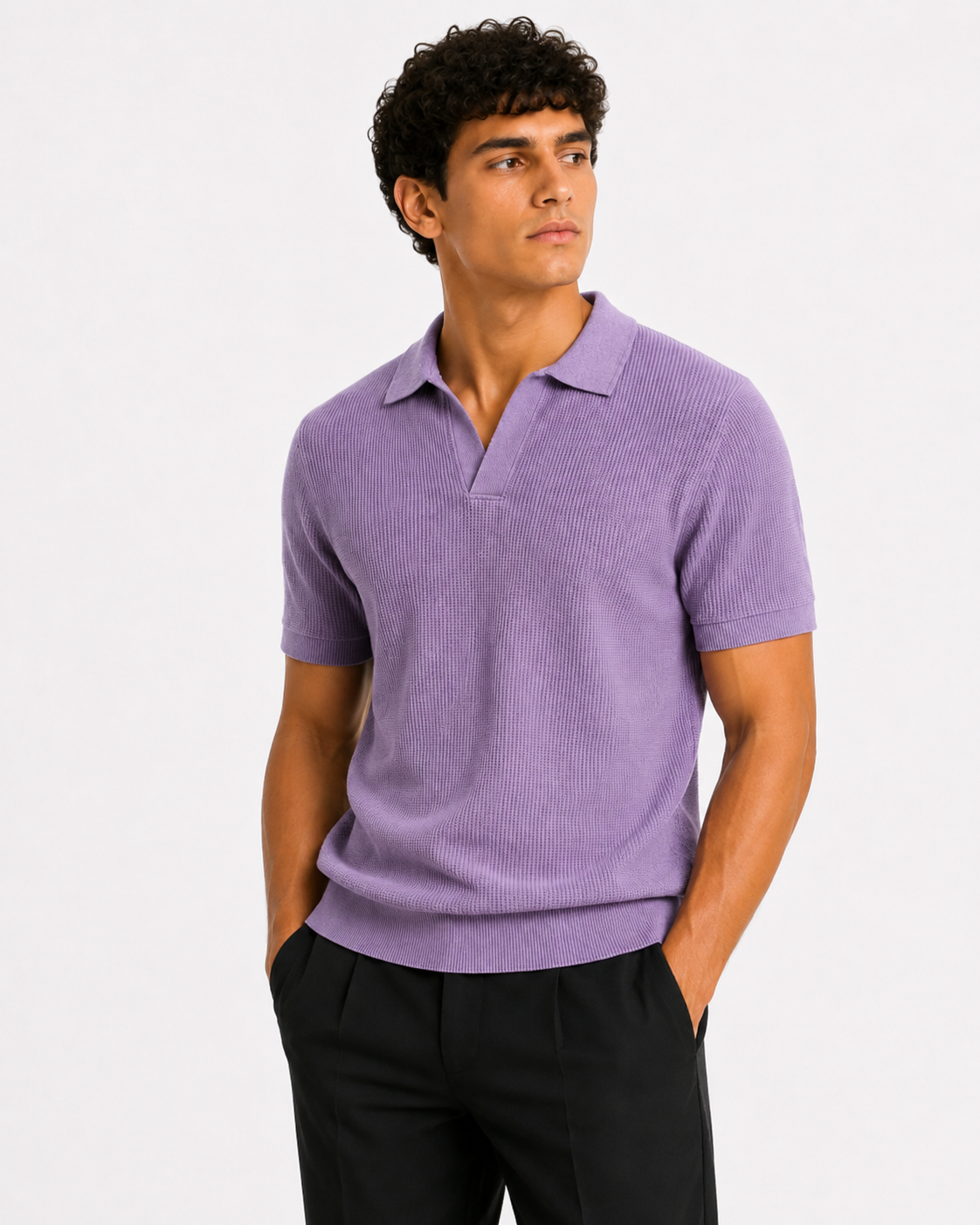 V-Neck Polo – Lilac