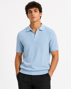 V-Neck Polo – Sky Blue