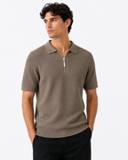 Textured Zip Polo - Skin