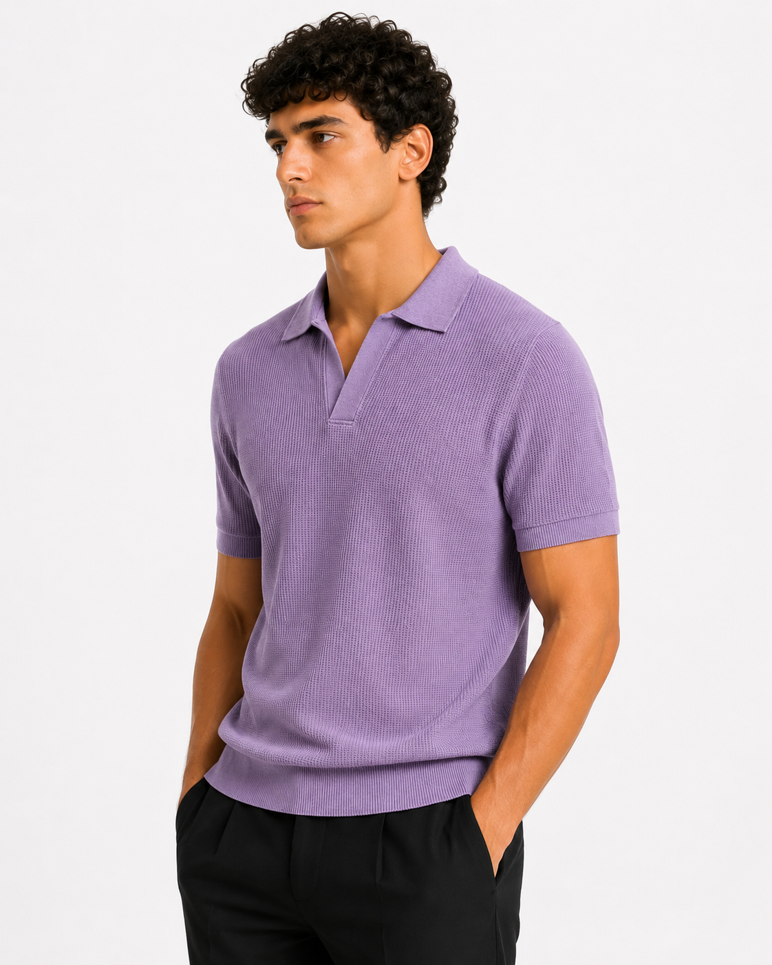 V-Neck Polo – Lilac