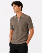 Textured Zip Polo - Skin
