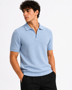 V-Neck Polo – Sky Blue