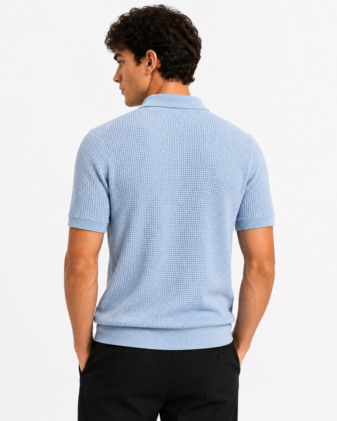 V-Neck Polo – Sky Blue