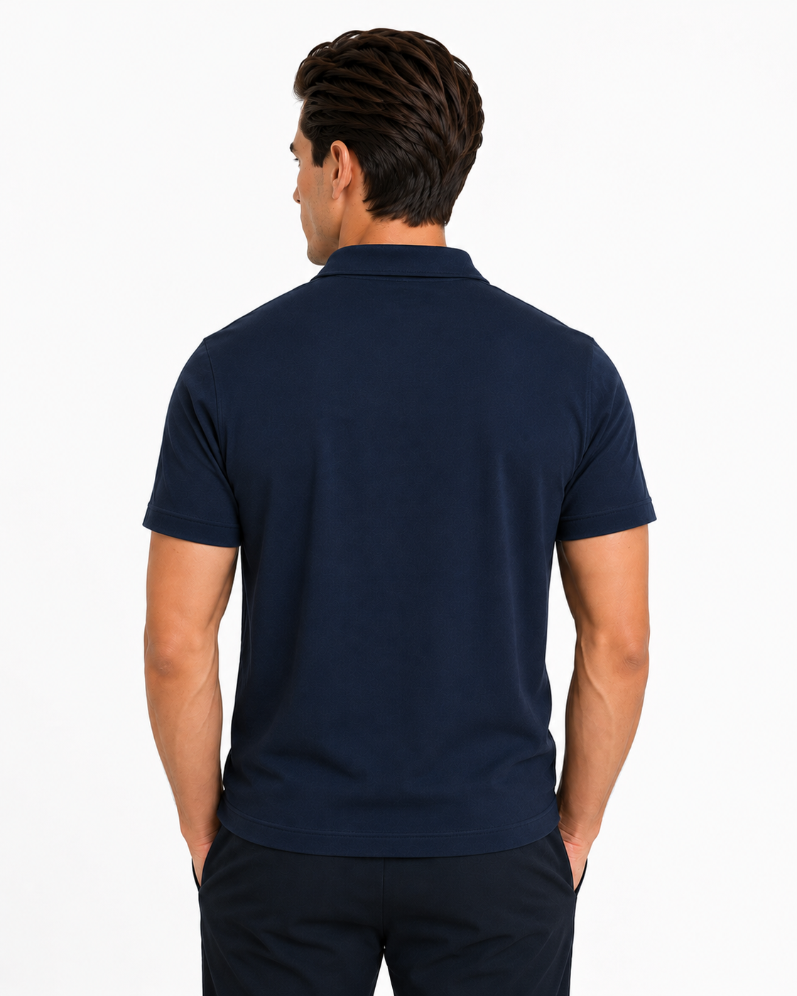Interlock Zip Polo -  Navy
