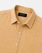 Textured Linen Button-Down Shirt - Beige