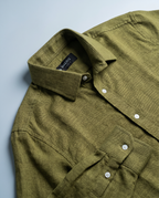 Textured Linen Button-Down Shirt - Olive