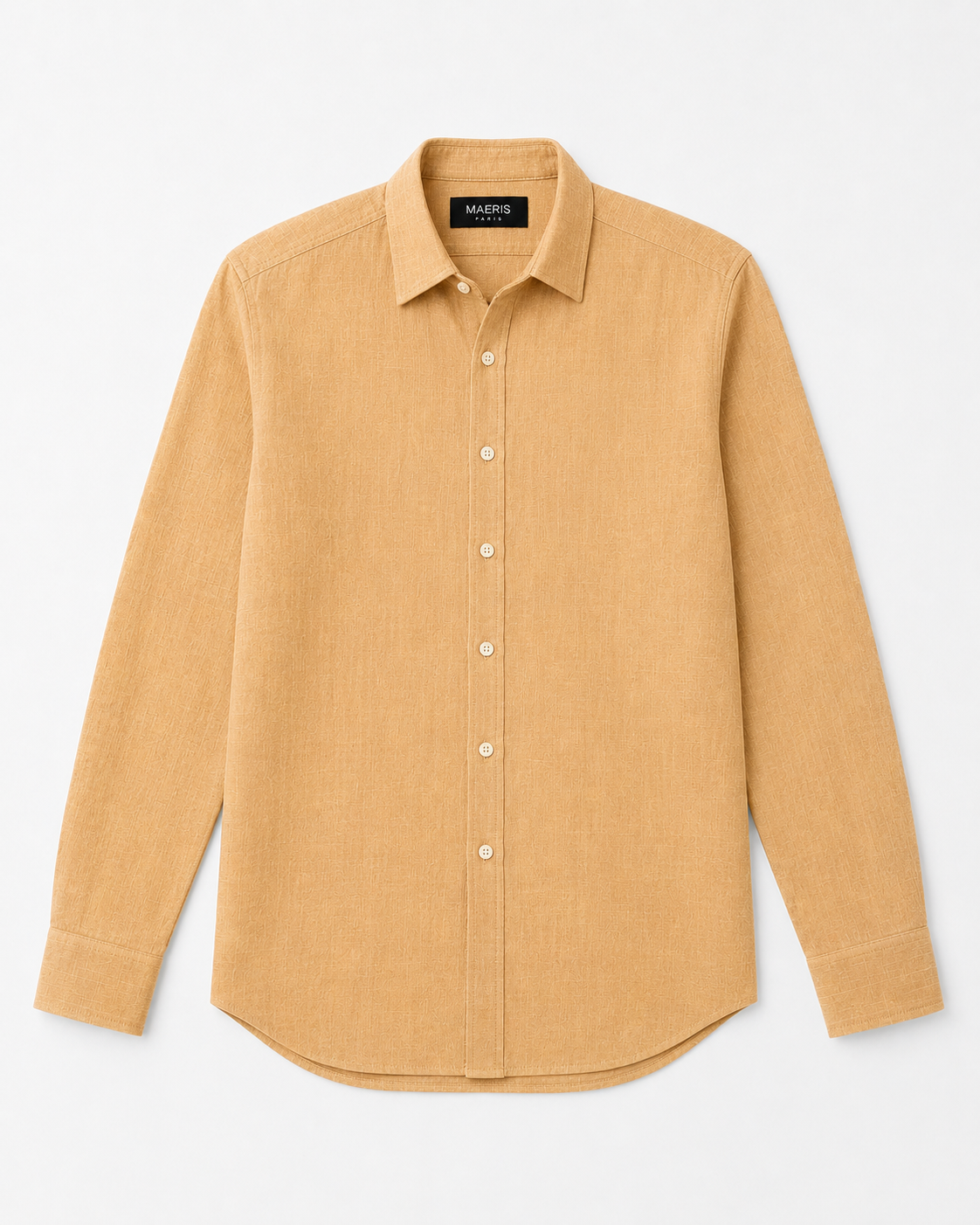 Textured Linen Button-Down Shirt - Beige