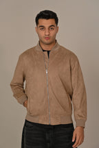 Khaki Suede Bomber Jacket - MAERIS