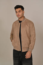 Khaki Suede Bomber Jacket - MAERIS