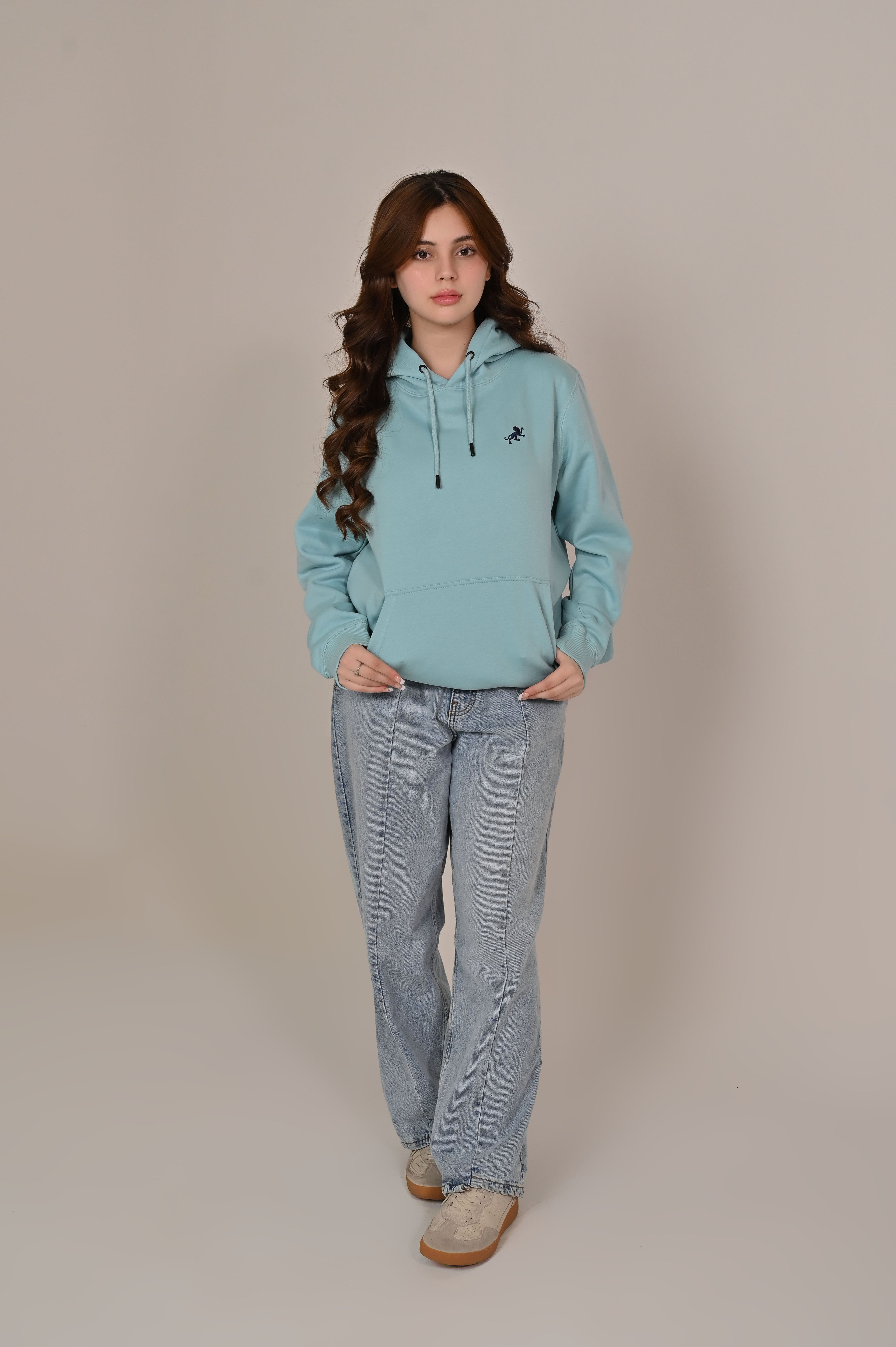 Light Blue Fleece Kangaroo Hoodie