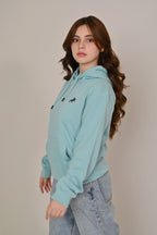 Light Blue Fleece Kangaroo Hoodie - MAERIS