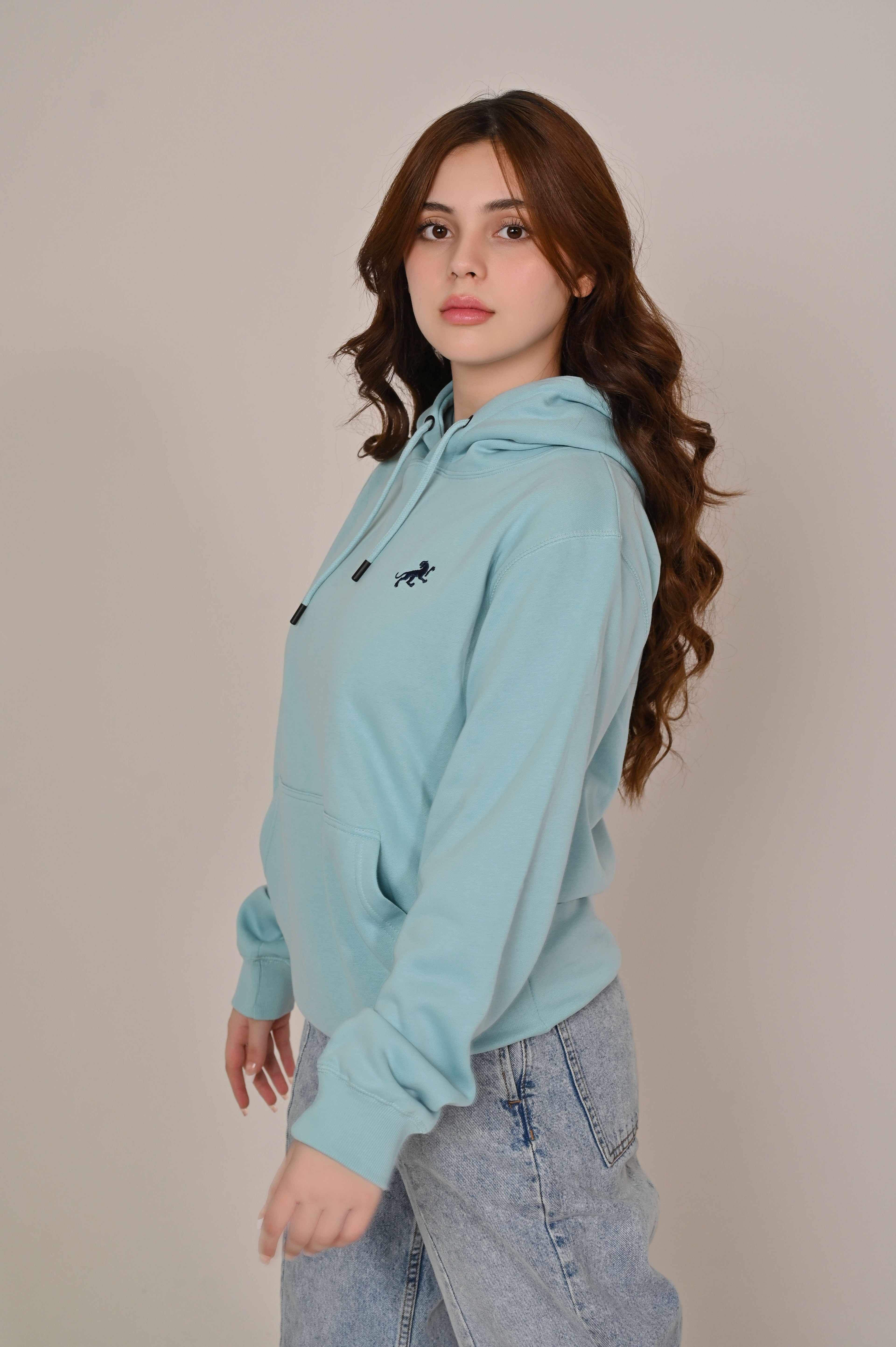 Light Blue Fleece Kangaroo Hoodie