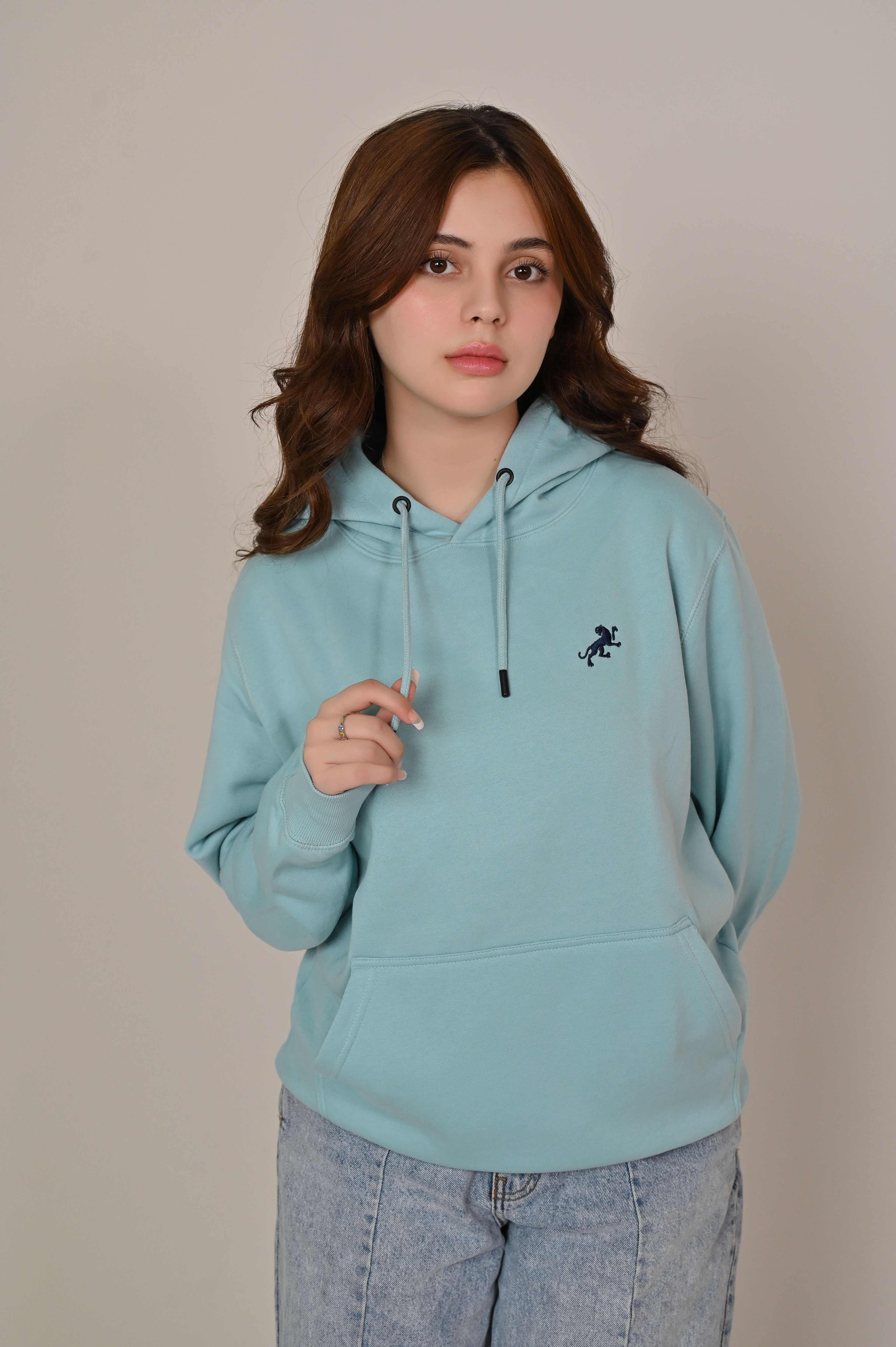 Light Blue Fleece Kangaroo Hoodie
