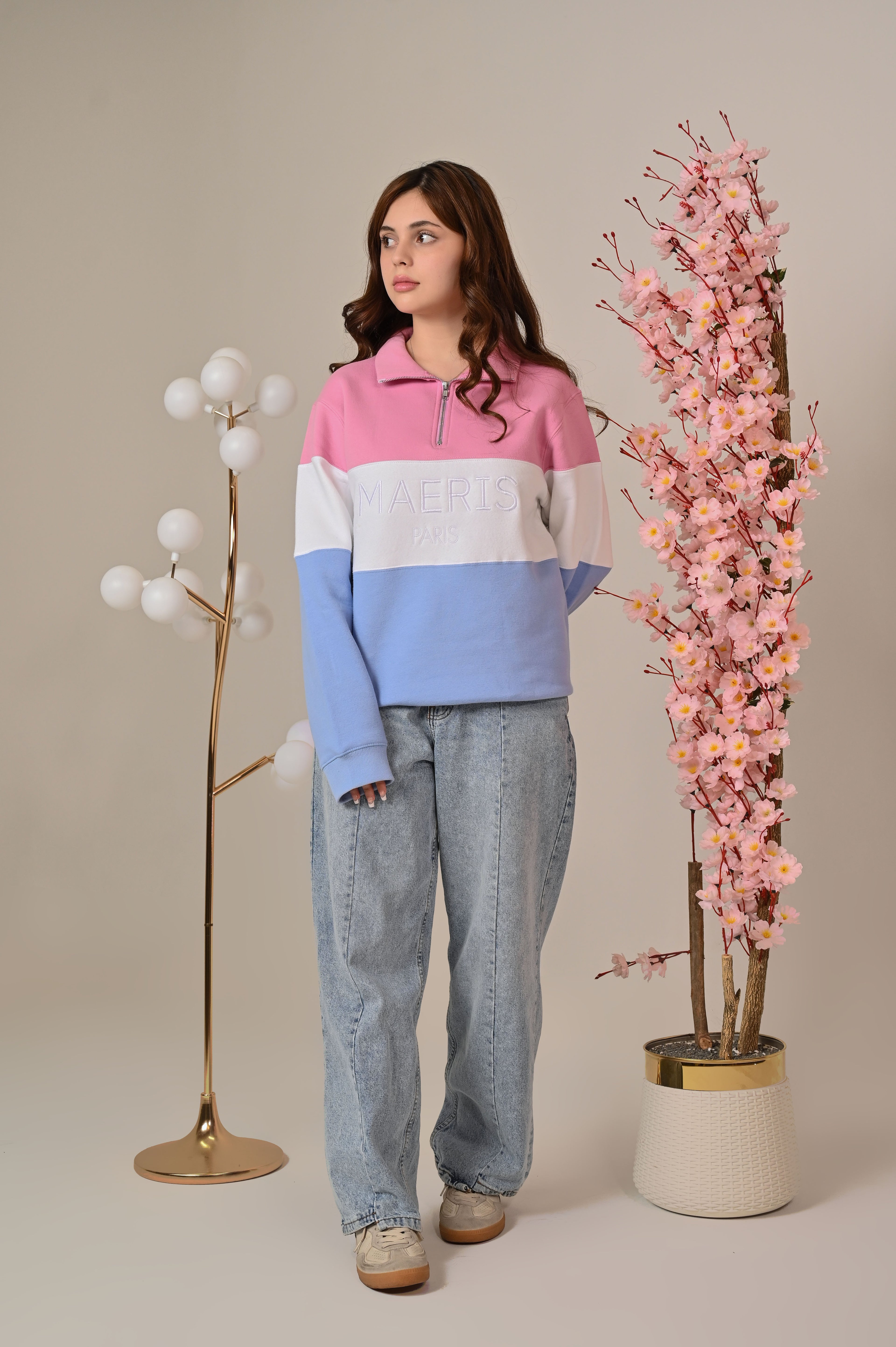 Colour-Block Quarter-Zip Sweatshirt