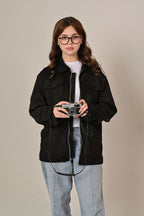 Black Suede Overshirt Jacket - MAERIS