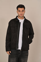 Black Suede Overshirt Jacket - MAERIS