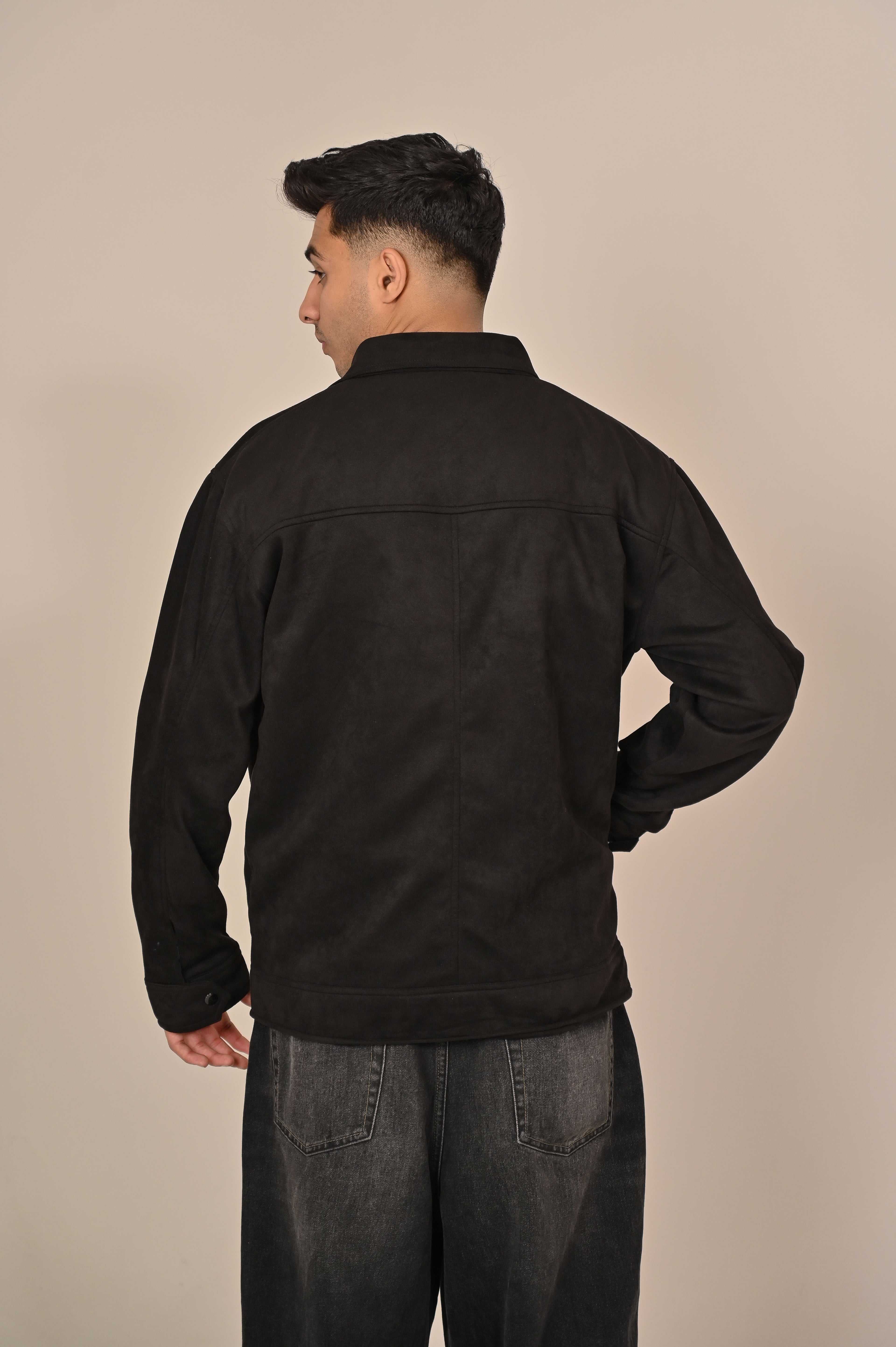 Black Suede Overshirt Jacket