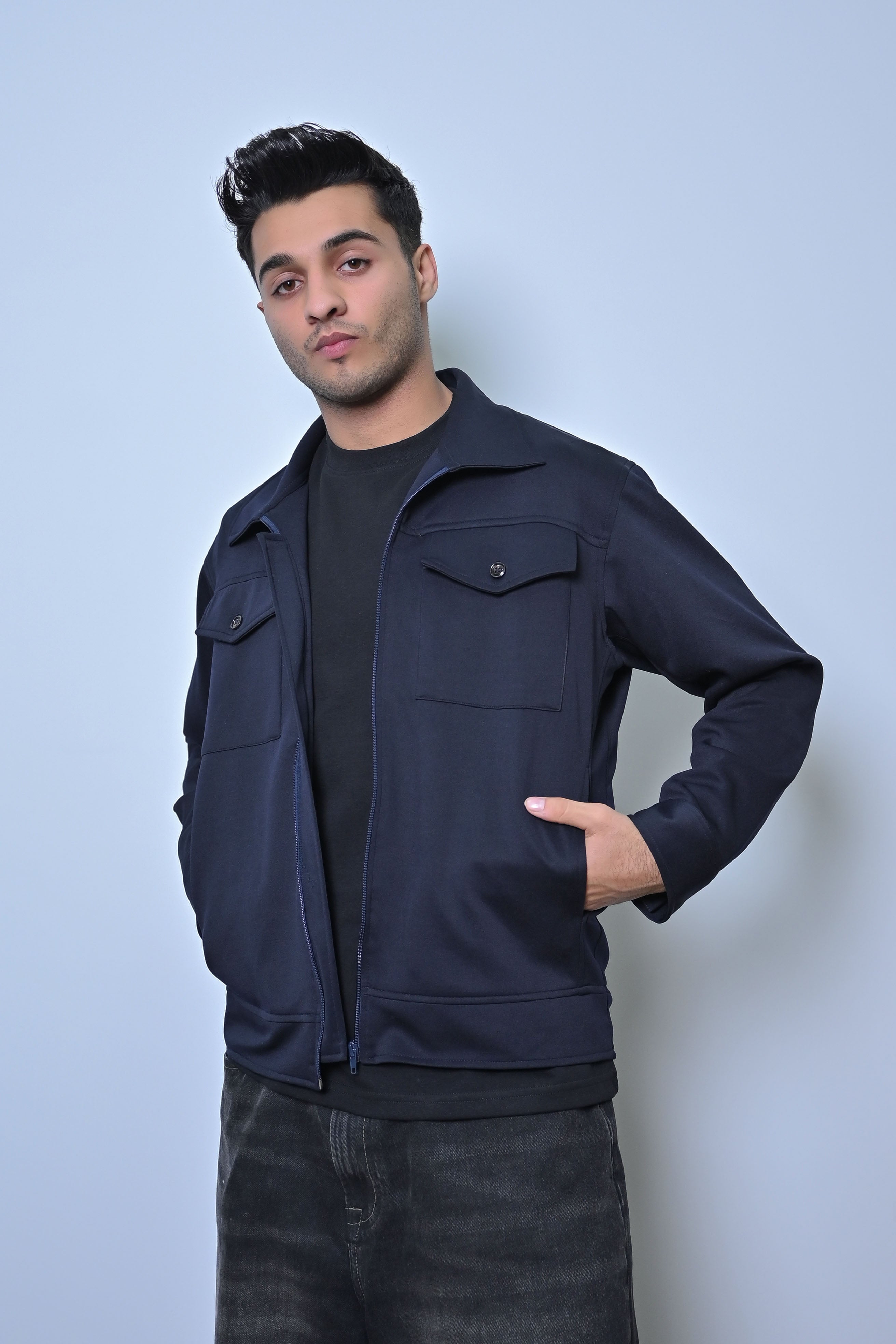 Midnight Navy Zip-Up Jacket - MAERIS