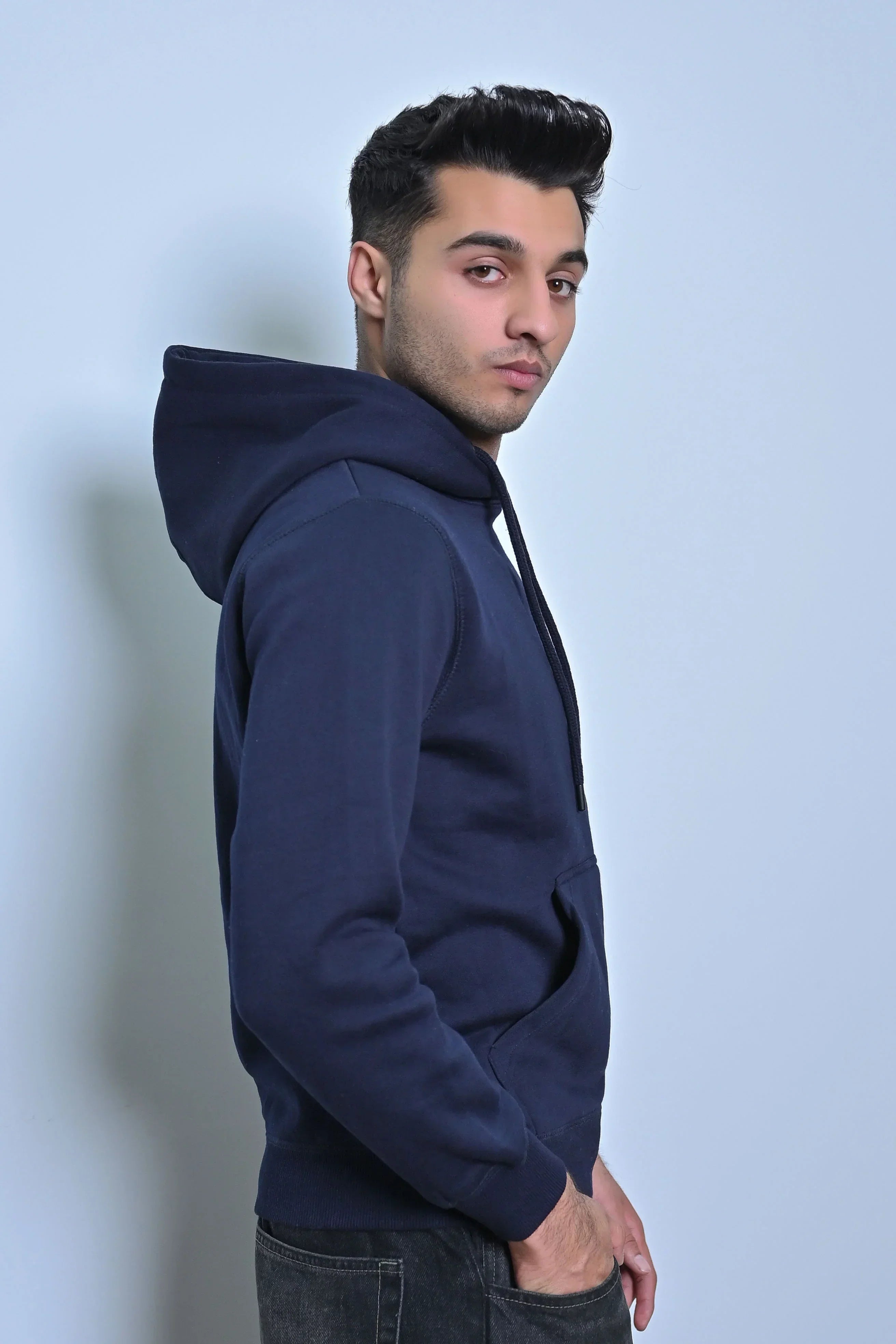 Navy Fleece Kangaroo Hoodie - MAERIS