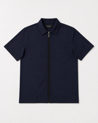 Interlock Zip Polo -  Navy