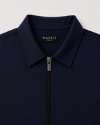 Interlock Zip Polo -  Navy